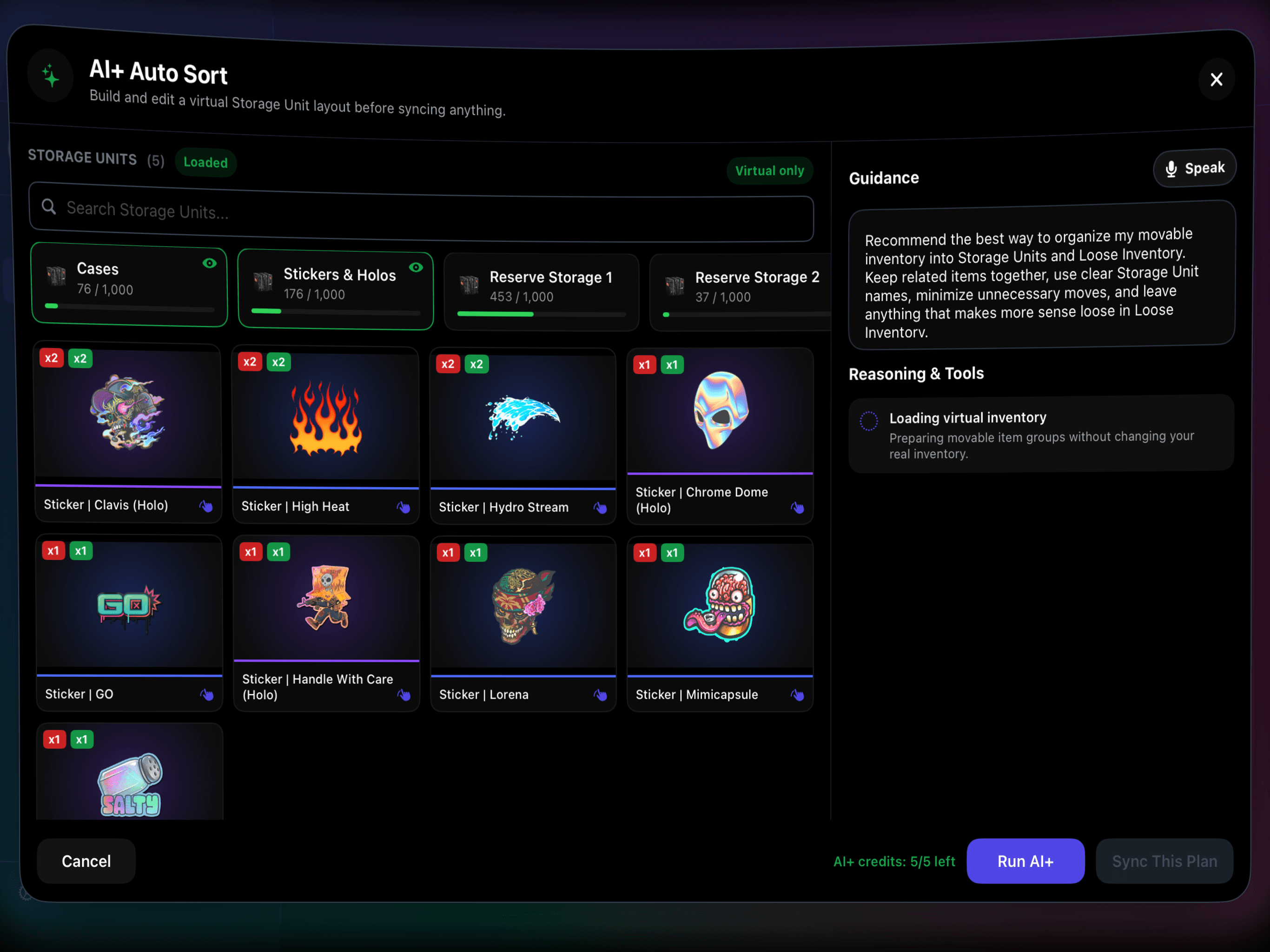 skinshi AI+ Auto Sort screenshot