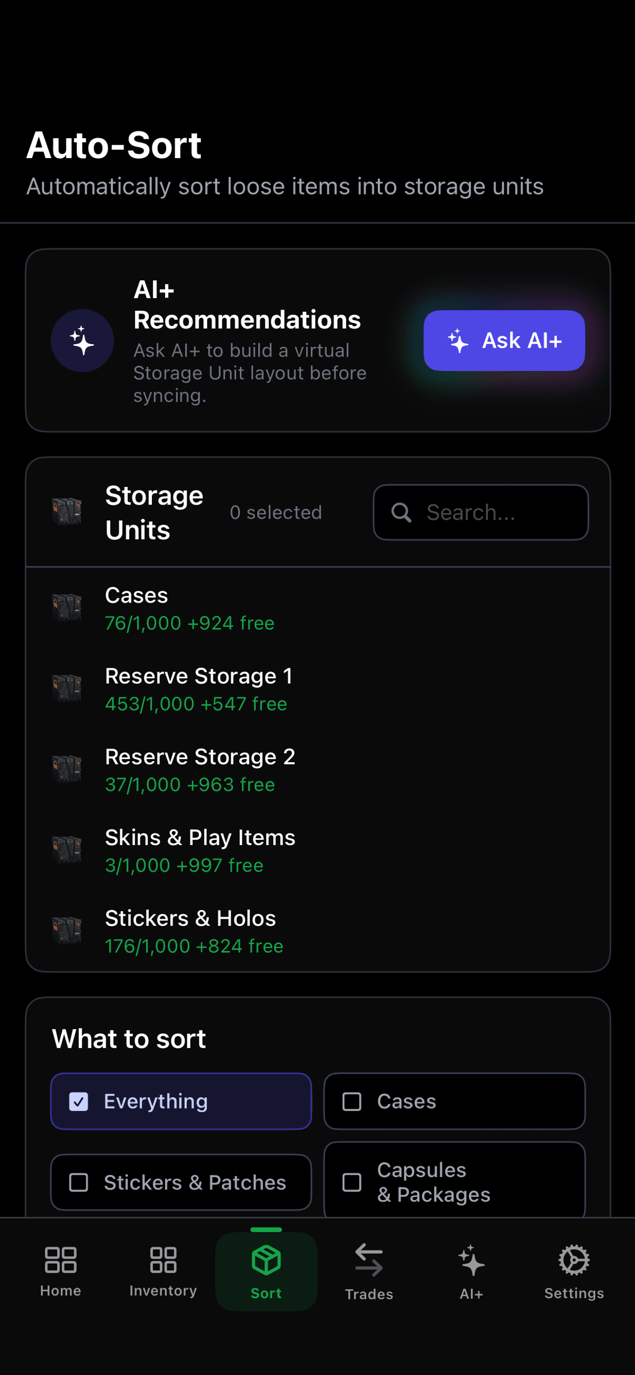 AI+ Auto Sort screenshot